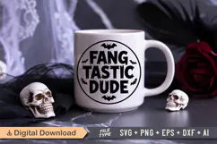 Fang Tastic Dude SVG File | Halloween Round Sign SVG Product Image 5