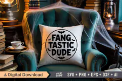 Fang Tastic Dude SVG File | Halloween Round Sign SVG Product Image 6