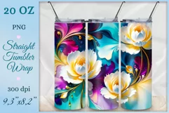 This charming tumbler sublimation wrap design embodies the exquisite beauty of fancy abstract flowers bringing a touch of natural elegance to your daily routine.