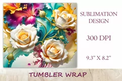 This charming tumbler sublimation wrap design embodies the exquisite beauty of fancy abstract flowers bringing a touch of natural elegance to your daily routine.