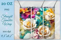 This charming tumbler sublimation wrap design embodies the exquisite beauty of fancy abstract flowers bringing a touch of natural elegance to your daily routine.