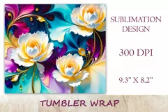 This charming tumbler sublimation wrap design embodies the exquisite beauty of fancy abstract flowers bringing a touch of natural elegance to your daily routine.