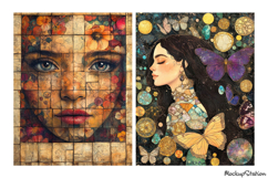 Abstract Whimsical Women Art Papers Feminine Portraits Product Image 2