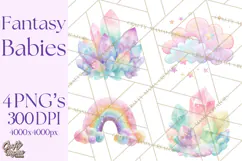 Fantasy Baby Creatures Clipart PNG, Cute Pastel Watercolor Product Image 1