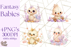 Fantasy Baby Creatures Clipart PNG, Cute Pastel Watercolor Product Image 1