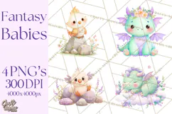 Fantasy Baby Creatures Clipart PNG, Cute Pastel Watercolor Product Image 1