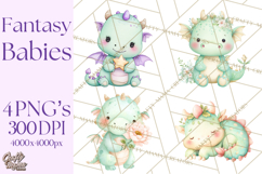 Fantasy Baby Creatures Clipart PNG, Cute Pastel Watercolor Product Image 1