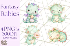 Fantasy Baby Creatures Clipart PNG, Cute Pastel Watercolor Product Image 1