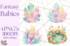 Fantasy Baby Creatures Clipart PNG, Cute Pastel Watercolor Product Image 1