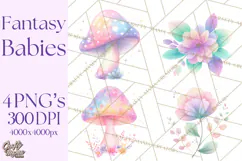 Fantasy Baby Creatures Clipart PNG, Cute Pastel Watercolor Product Image 1
