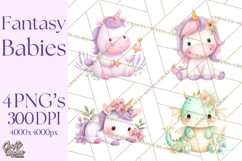 Fantasy Baby Creatures Clipart PNG, Cute Pastel Watercolor Product Image 1
