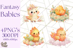 Fantasy Baby Creatures Clipart PNG, Cute Pastel Watercolor Product Image 1