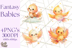 Fantasy Baby Creatures Clipart PNG, Cute Pastel Watercolor Product Image 1