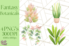 Fantasy Botanical Clipart PNG, Unique Whimsical Plant Art Product Image 1