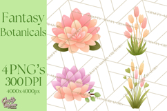 Fantasy Botanical Clipart PNG, Unique Whimsical Plant Art Product Image 1