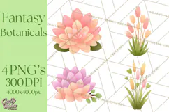 Fantasy Botanical Clipart PNG, Unique Whimsical Plant Art Product Image 1