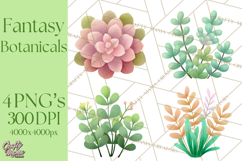 Fantasy Botanical Clipart PNG, Unique Whimsical Plant Art Product Image 1
