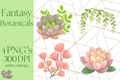 Fantasy Botanical Clipart PNG, Unique Whimsical Plant Art Product Image 1