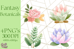 Fantasy Botanical Clipart PNG, Unique Whimsical Plant Art Product Image 1