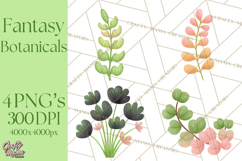 Fantasy Botanical Clipart PNG, Unique Whimsical Plant Art Product Image 1