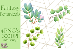 Fantasy Botanical Clipart PNG, Unique Whimsical Plant Art Product Image 1