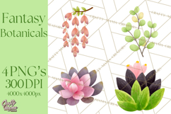 Fantasy Botanical Clipart PNG, Unique Whimsical Plant Art Product Image 1