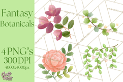 Fantasy Botanical Clipart PNG, Unique Whimsical Plant Art Product Image 1