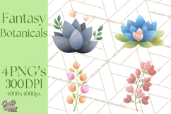 Fantasy Botanical Clipart PNG, Unique Whimsical Plant Art Product Image 1