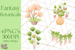Fantasy Botanical Clipart PNG, Unique Whimsical Plant Art Product Image 1