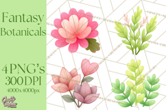 Fantasy Botanical Clipart PNG, Unique Whimsical Plant Art Product Image 1