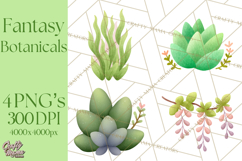 Fantasy Botanical Clipart PNG, Unique Whimsical Plant Art Product Image 1