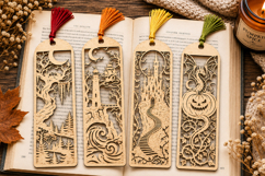 Fantasy Castle &amp; Dragon Laser Cut Bookmarks SVG Product Image 1