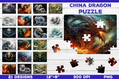 China Dragon Puzzle Template. Puzzle Sublimation Bundle Product Image 1