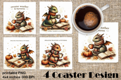 Fantasy Dragon Book Coasters | Cozy Fall Dragon Sublimation Product Image 1