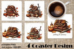 Fantasy Dragon Book Coasters | Cozy Fall Dragon Sublimation Product Image 1