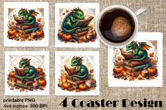 Fantasy Dragon Book Coasters | Cozy Fall Dragon Sublimation Product Image 1