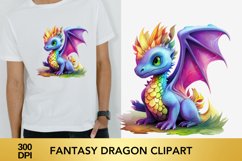Watercolour Fantasy Dragon Clipart Product Image 1