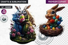 Fantasy Easter clipart, Easter bunny, Easter egg sublimation Product Image 1