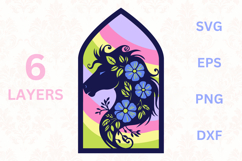 Rainbow Floral Horse layered SVG Product Image 1
