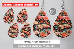 Earring teardrop sublimation design Fantasy Flower Product Image 1