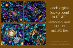 Fantasy Pattern, Sun Moon Seamless Pattern, Stained Glass 1 Product Image 2