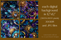 Fantasy Pattern, Sun Moon Seamless Pattern, Stained Glass 2 Product Image 2