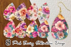 Fantasy Flowers Watercolor Earring teardrop sublimation desi Product Image 1