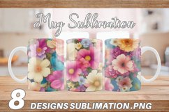 Fantasy Flowers Watercolor | Mug sublimation design Product Image 1
