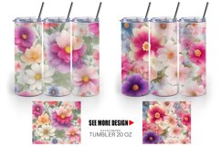 Fantasy Flowers Watercolor | Tumbler Sublimation Wrap Product Image 4