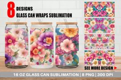 Fantasy Flowers Watercolor Glass Can Wraps Product Image 1