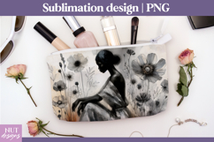 Elegant Monochrome Floral Woman Cosmetic Bag Black woman bag Product Image 1
