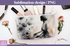 Floral Calm woman Cosmetic Bag woman silhouette makeup bag Product Image 1