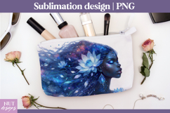 Galaxy Lotus Cosmetic Bag fantasy Black girl makeup bag Product Image 1