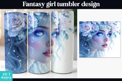 Blue Floral Fantasy woman Tumbler Celestial Fantasy Girl Product Image 1